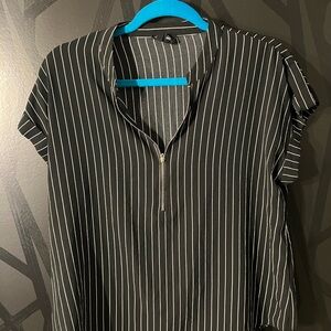 Workshop Republic Clothing Black and White Striped womens  Shirt